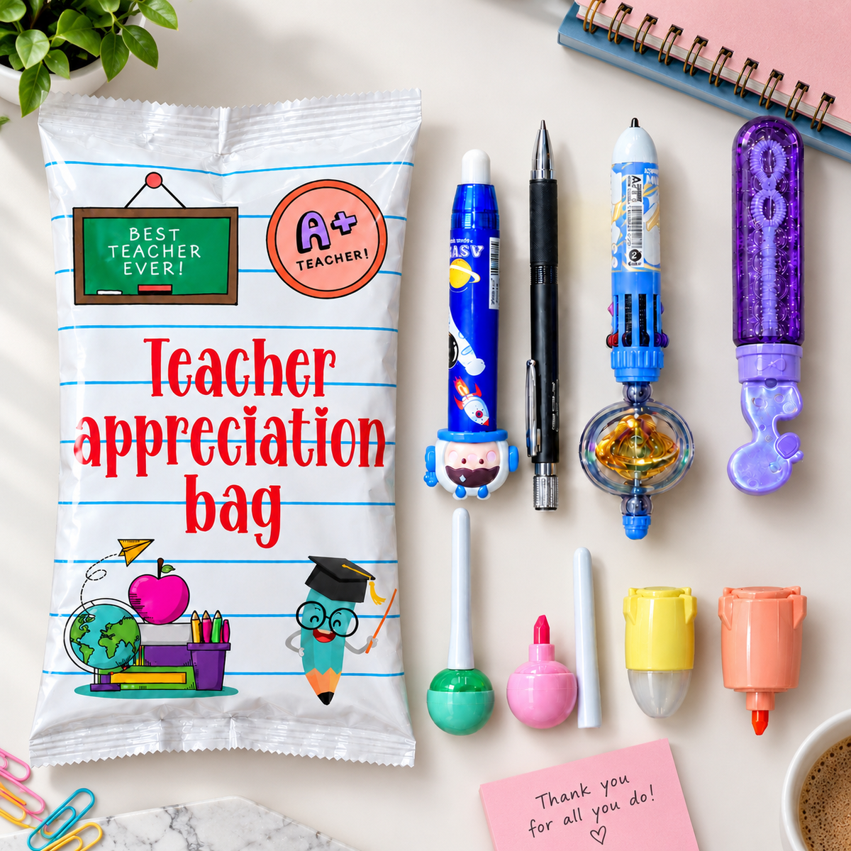 Teacher Appreciation Stationery Gift Pack – 8-Piece Novelty Set