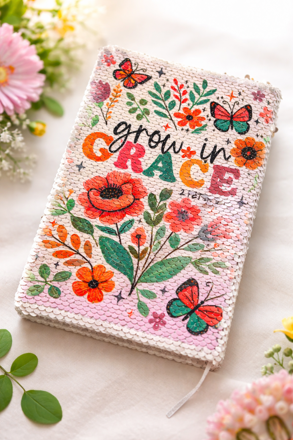 Grow In Grace Sequin Notebook