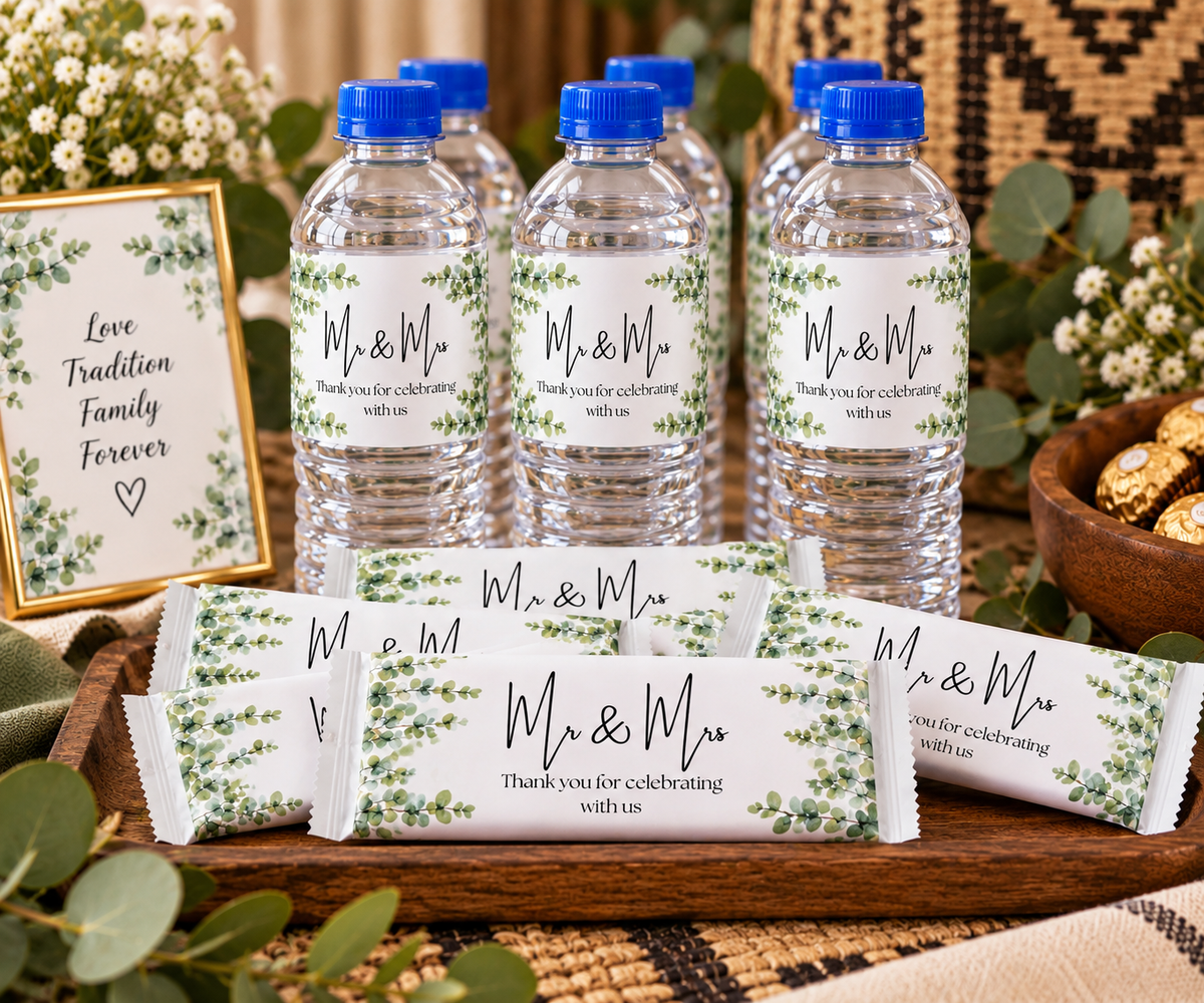 Personalised Wedding Chocolates & Water