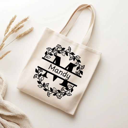 Floral Name Tote Bag